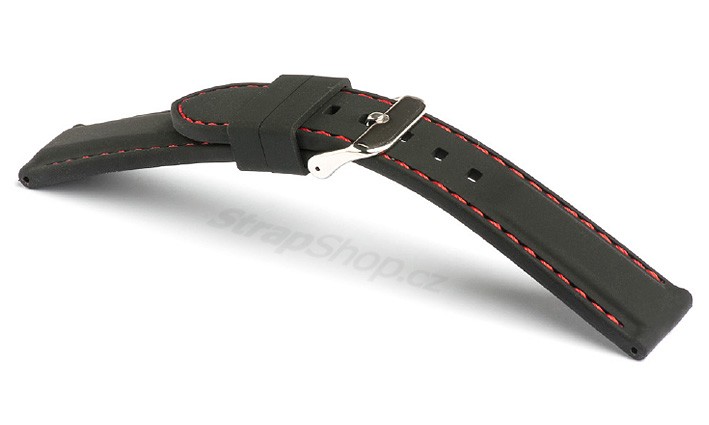 Řemínek k hodinkám CAMPAGNOLO Rubber ST - červené prošití (05) 22 mm