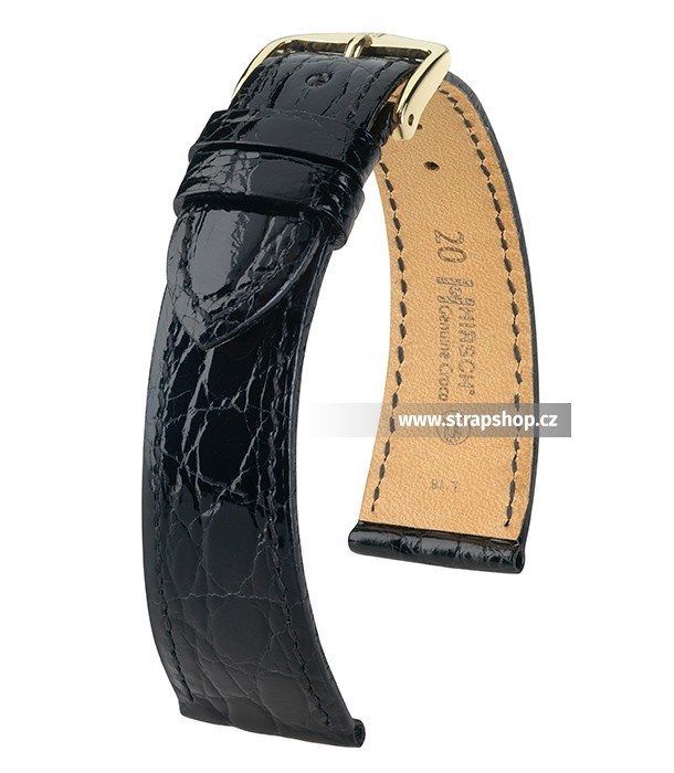 Řemínek k hodinkám HIRSCH Genuine Croco OE - černá (50) 18 mm dámský