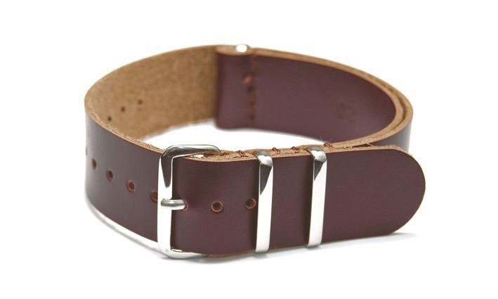 Řemínek k hodinkám NATO Strap - Kůže hnědá - šíře 22 mm