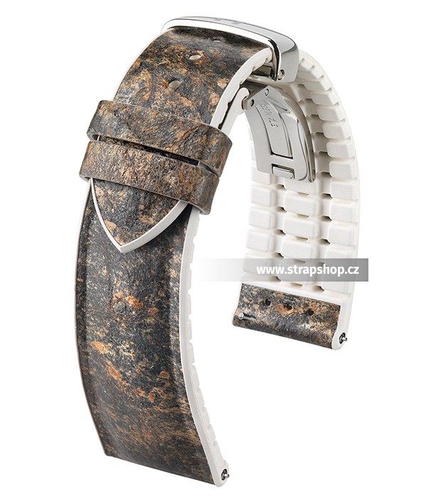 Řemínek k hodinkám HIRSCH Stone - šedá (31) / bílá (00) 18 mm dámský