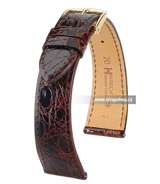 Řemínek k hodinkám HIRSCH Genuine Croco - hnědá (10) 22 mm pánský