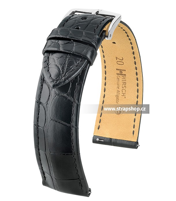 Řemínek k hodinkám HIRSCH Genuine Alligator - černá (59) 18 mm pánský