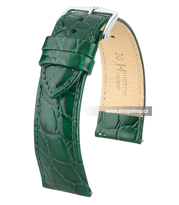 Řemínek k hodinkám HIRSCH Crocograin - zelená (40) 18 mm dámský