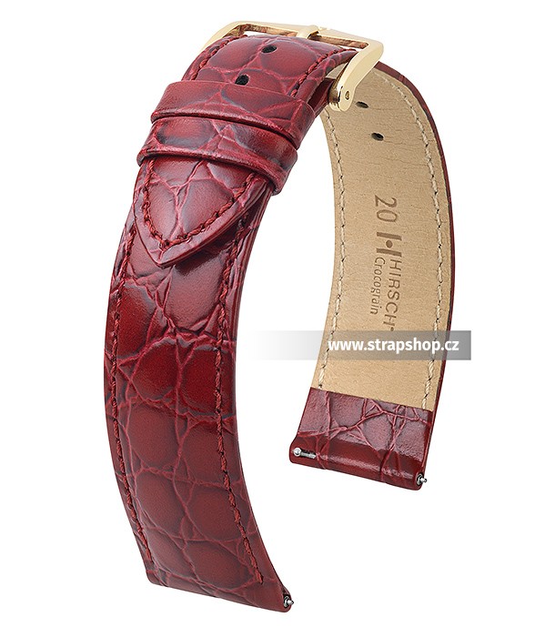 Řemínek k hodinkám HIRSCH Crocograin - vínově červená (60) 14 mm dámský