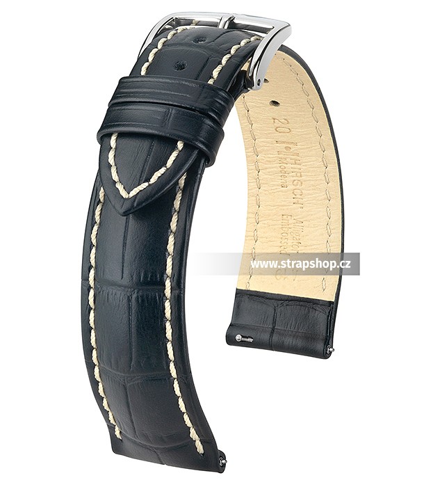 Řemínek k hodinkám HIRSCH Modena - černá (50) 22 mm pánský