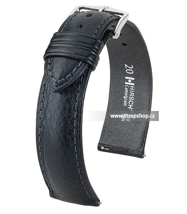 Řemínek k hodinkám HIRSCH Camelgrain - černá (50) 22 mm pánský