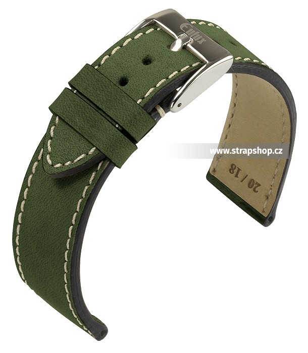 Řemínek k hodinkám EULUX Nubuk - zelená (60) 18 mm