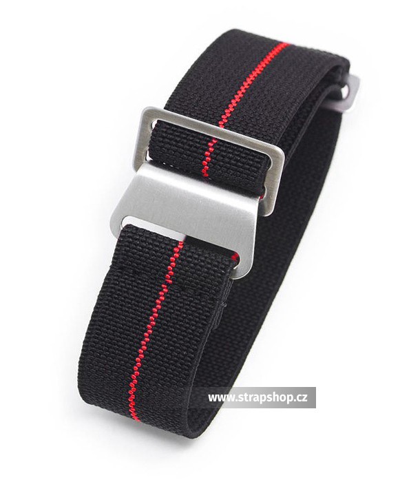 Řemínek k hodinkám Parachute Strap - Černá / červená - šíře 22 mm