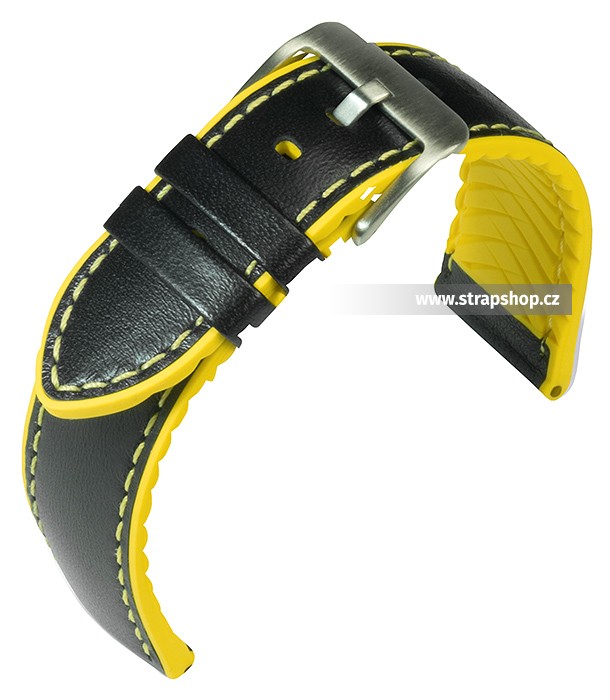 Řemínek k hodinkám EUTec Waterproof - žlutá / černá (35) 20 mm