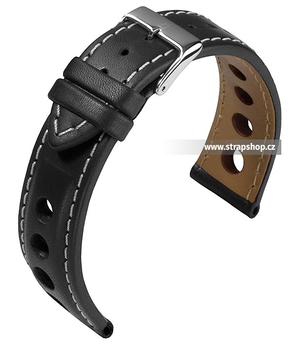 Řemínek k hodinkám BARINGTON Racing - černá / bílá (10) 22 mm