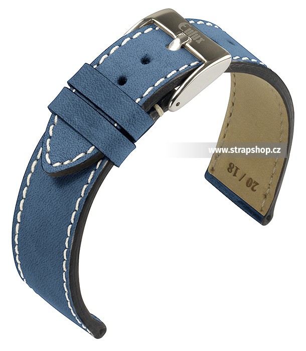 Řemínek k hodinkám EULUX Nubuk - modrá (50) 18 mm