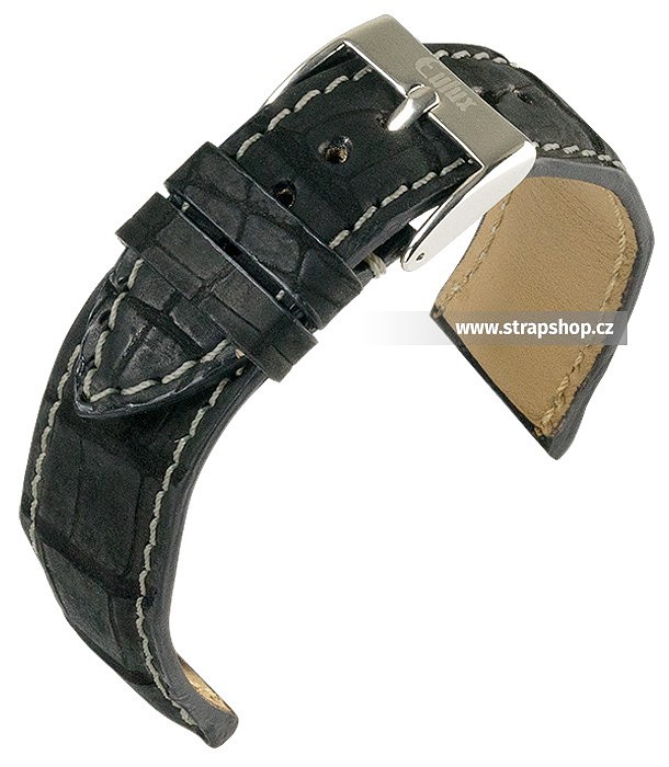 Řemínek k hodinkám EULUX Kaiman Nubuk - černá (10) 20 mm