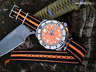 NATO Strap  - Černá/oranžová - Seiko "Monster" Diver