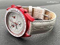 HIRSCH Crocograin - bílá - Omega MoonSwatch